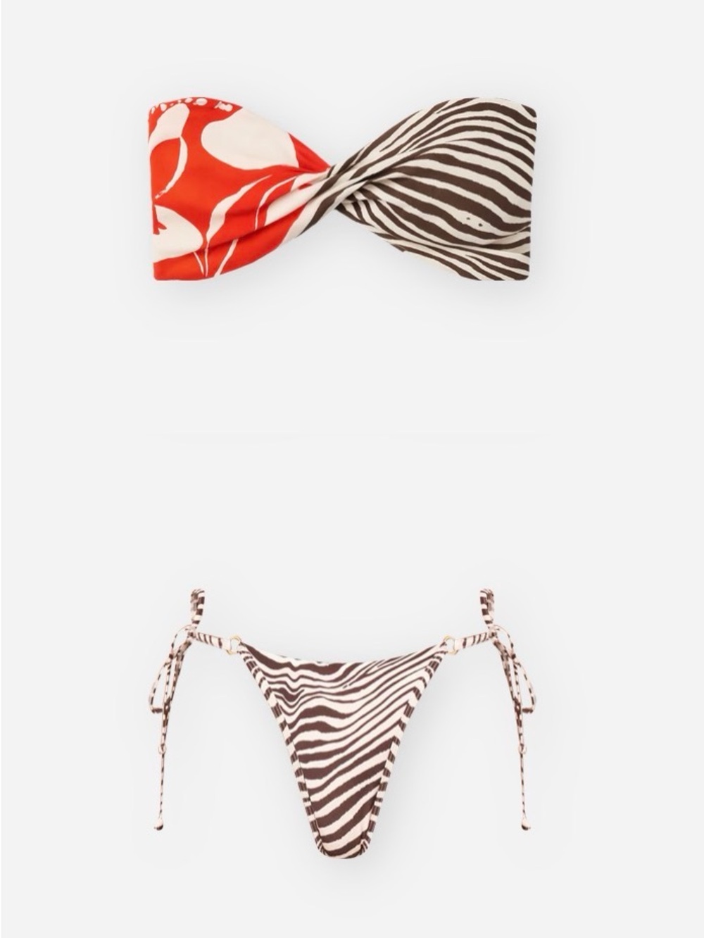 🔘l*space Red & Brown Print Twist Bandeau Bikini Set